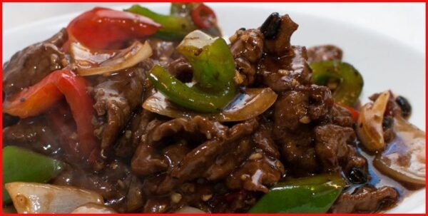 Beef with Green Pepper in Black Bean Sauce Chow Mein