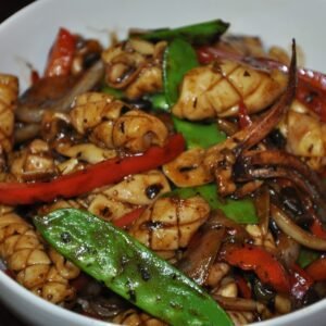 Squid with Green Pepper in Black Bean Sauce